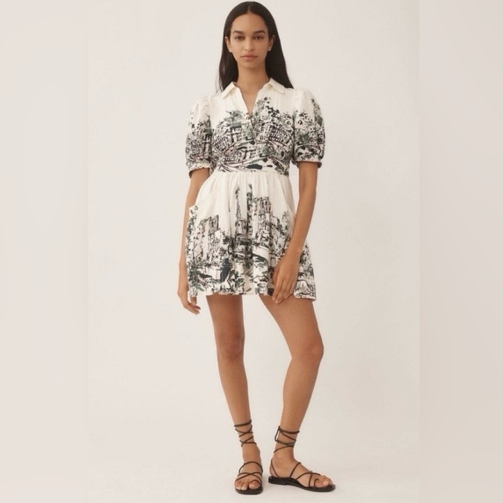Maeve Printed Puff-Sleeve Mini Dress